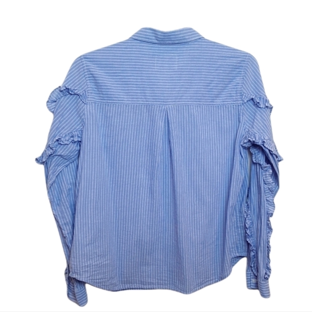 Rails | Striped Ruffle Sleeve Button Down Blouse - image 3